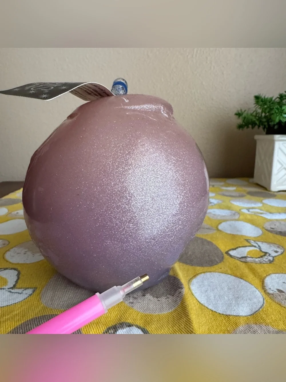 Northern Lights Candles Shimmers light purple glittery round candle